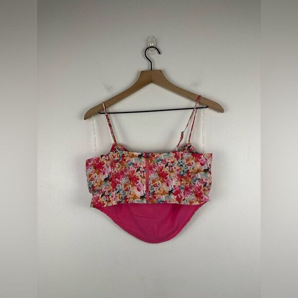 More To Come Melinda Pink Floral Drape Bustier Top Women’s Sz M - Picture 5 of 8
